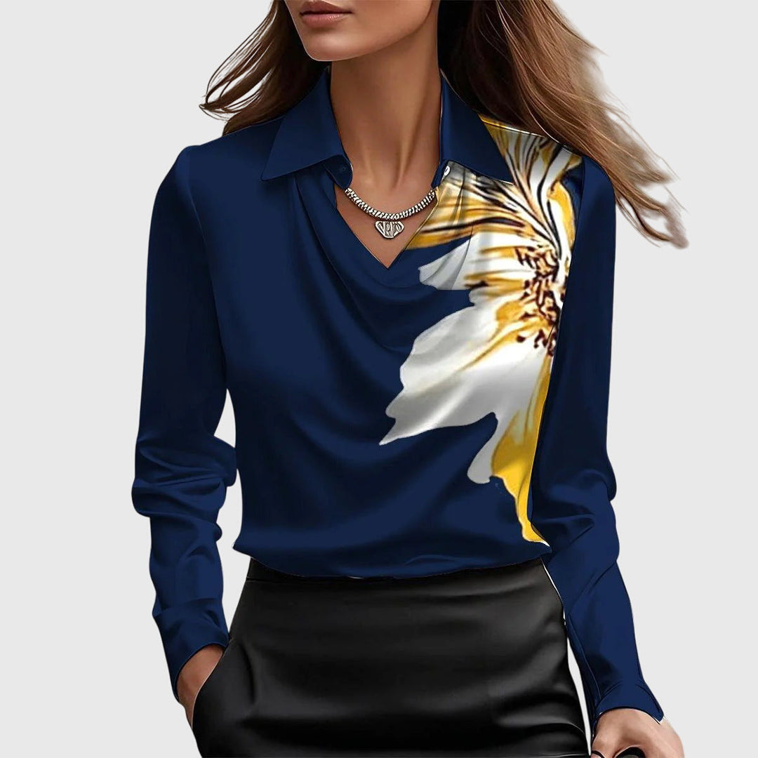 Sylvia™ – Blouse med luksuriøs glans og plissékrage