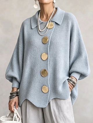 Isadora | Oversized cardigan med gyldne detaljer
