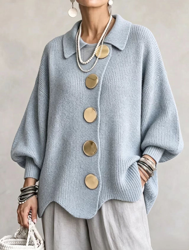 Isadora | Oversized cardigan med gyldne detaljer