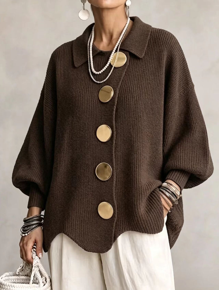 Isadora | Oversized cardigan med gyldne detaljer