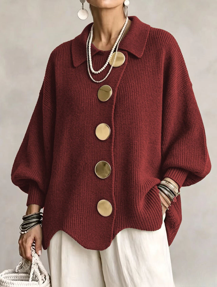 Isadora | Oversized cardigan med gyldne detaljer