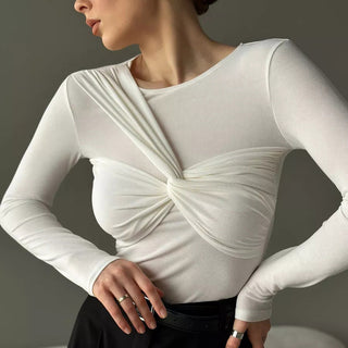 Elina™ – Elegant draperet topp med langermet design