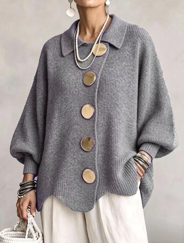 Isadora | Oversized cardigan med gyldne detaljer
