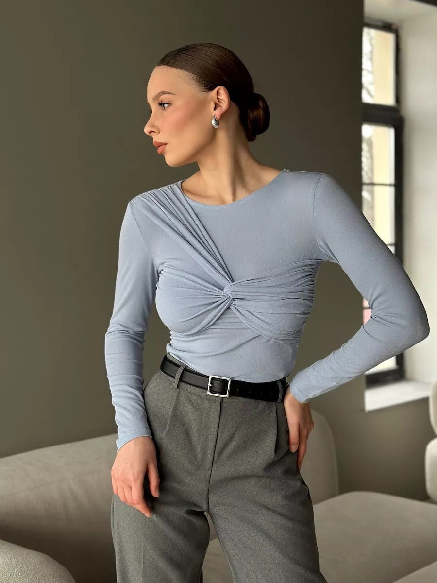 Elina™ – Elegant draperet topp med langermet design