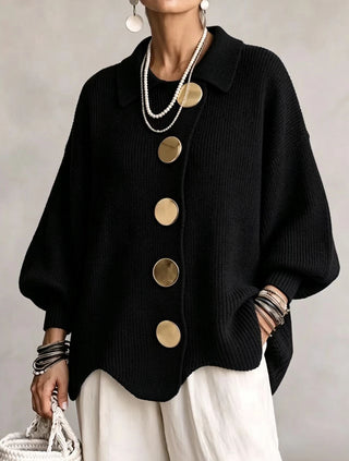 Isadora | Oversized cardigan med gyldne detaljer