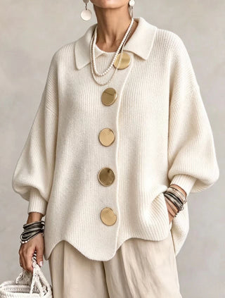 Isadora | Oversized cardigan med gyldne detaljer