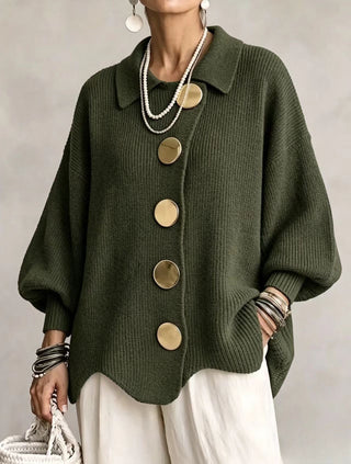 Isadora | Oversized cardigan med gyldne detaljer