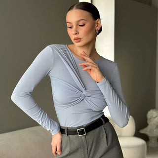 Elina™ – Elegant draperet topp med langermet design