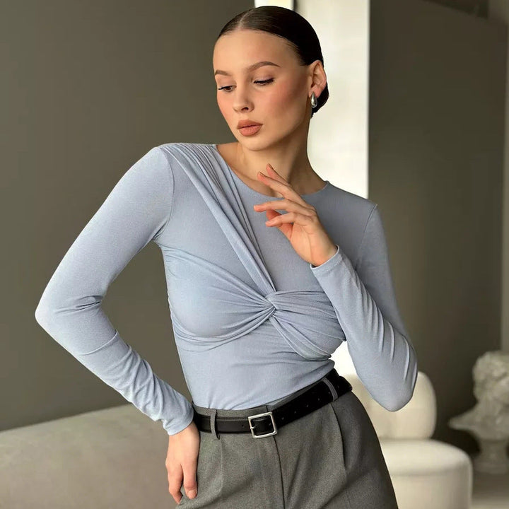 Elina™ – Elegant draperet topp med langermet design