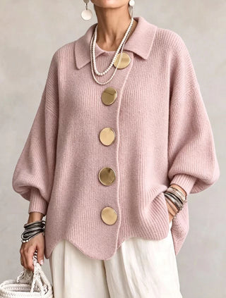Isadora | Oversized cardigan med gyldne detaljer
