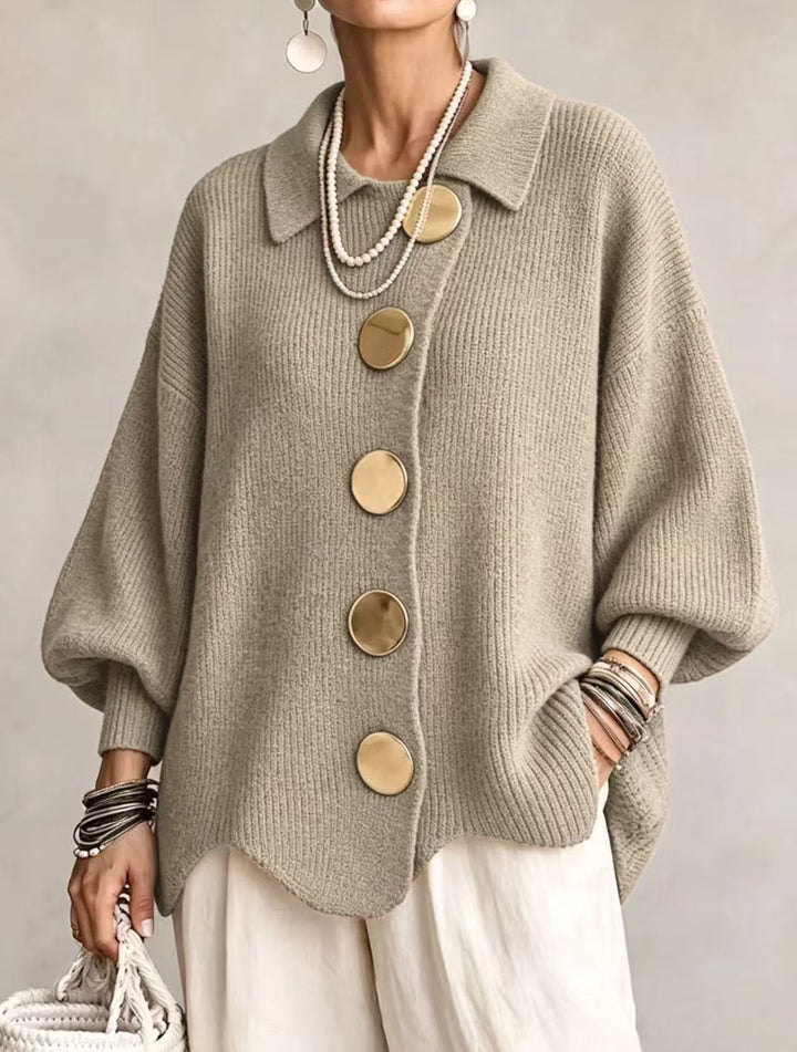 Isadora | Oversized cardigan med gyldne detaljer
