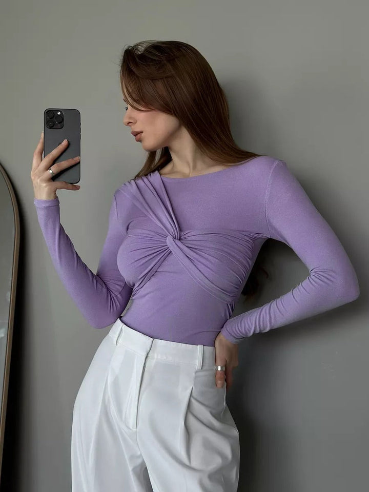 Elina™ – Elegant draperet topp med langermet design