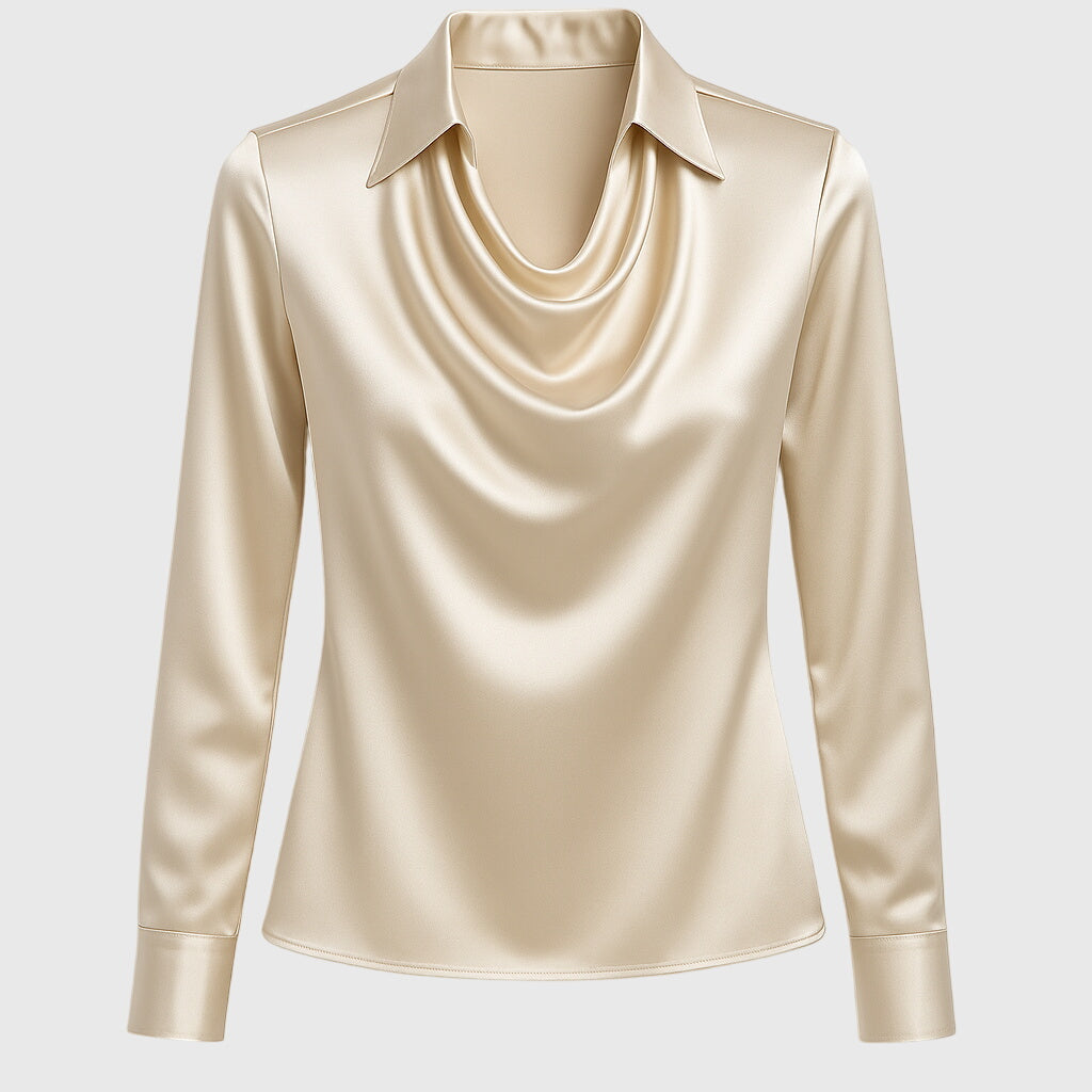 Sylvia™ – Blouse med luksuriøs glans og plissékrage
