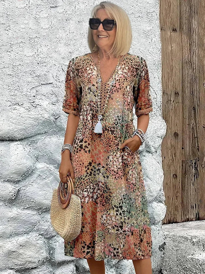 Dorina | V-hals Kjole med Print