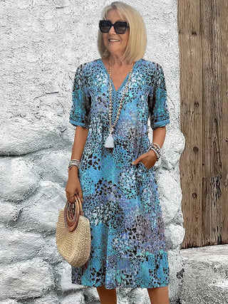 Dorina | V-hals Kjole med Print