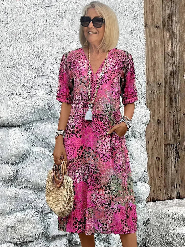 Dorina | V-hals Kjole med Print