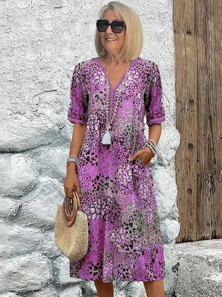 Dorina | V-hals Kjole med Print
