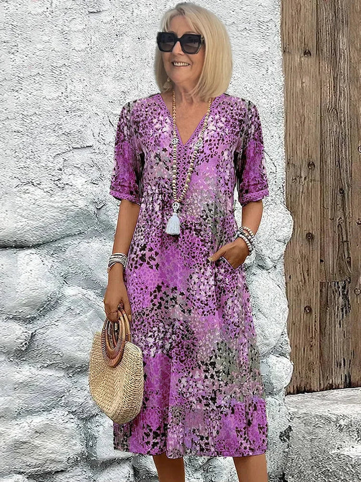 Dorina | V-hals Kjole med Print