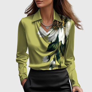 Sylvia™ – Blouse med luksuriøs glans og plissékrage