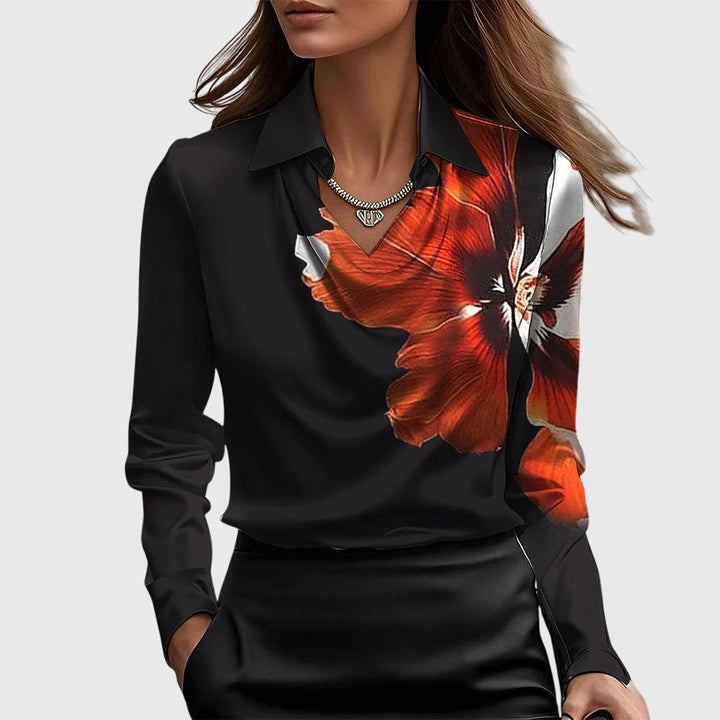 Sylvia™ – Blouse med luksuriøs glans og plissékrage