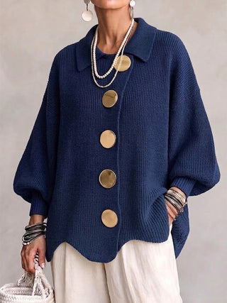 Isadora | Oversized cardigan med gyldne detaljer