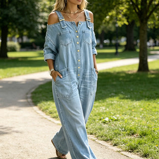 NORZY - Bredt snittet jumpsuit med vide ben og lommer